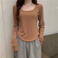 Long sleeve t-shirt women's spring and autumn new trendy ins irregular slim fit student casual crop top girl base shirt. 