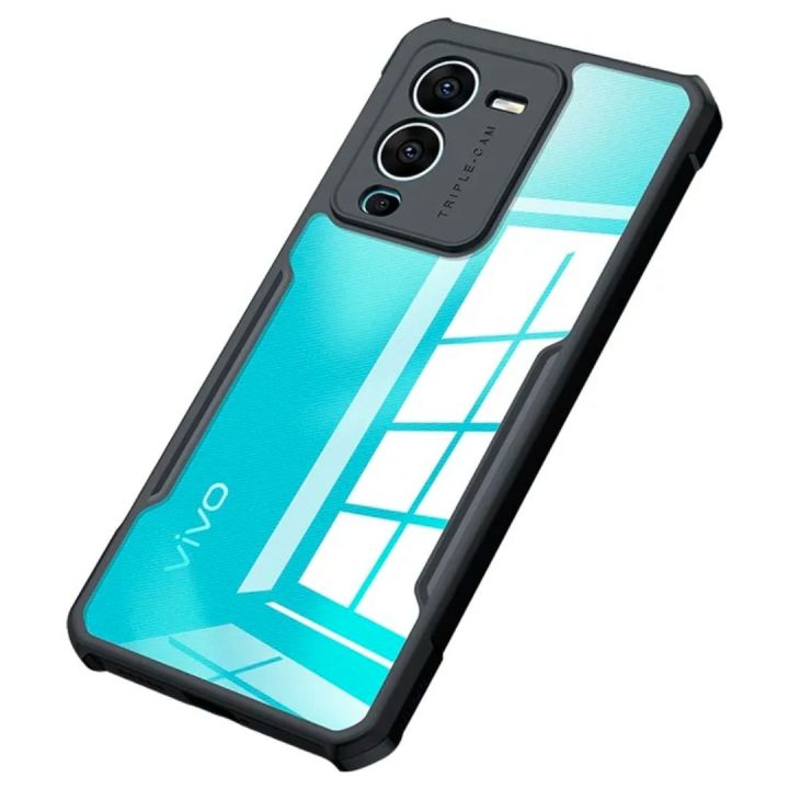 Vivo V25 Pro / Vivo S15 Pro (Curve Display-Same Size) Clear Transparent Bumper Black Cover Case