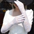 Sutuiying Summer Sunscreen Anti UV Flower Fashion Party Lace Gloves Long Mittens Women's Gloves Arm Warmers. 
