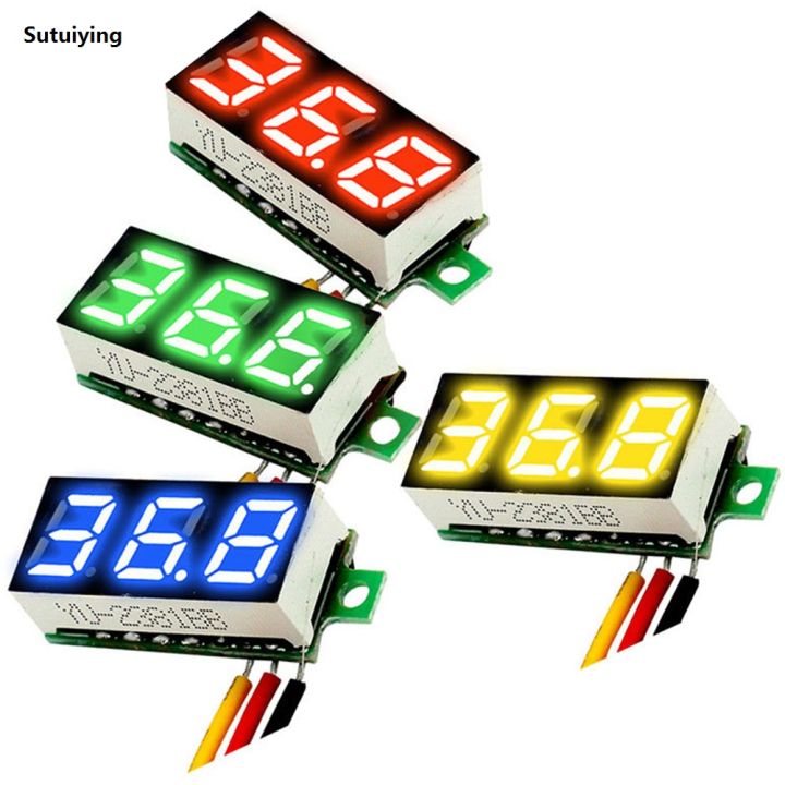 Sutuiying 1-10pcs 3 Wire Mini LED Digital Voltmeter DC 0-100V 0.28 Inch ...