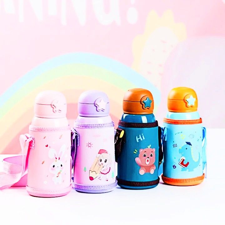 600ml Cute Animal Cartoon Design Thermos Flask Tumbler 304 Stainless Steel Kids Children School Water Bottle