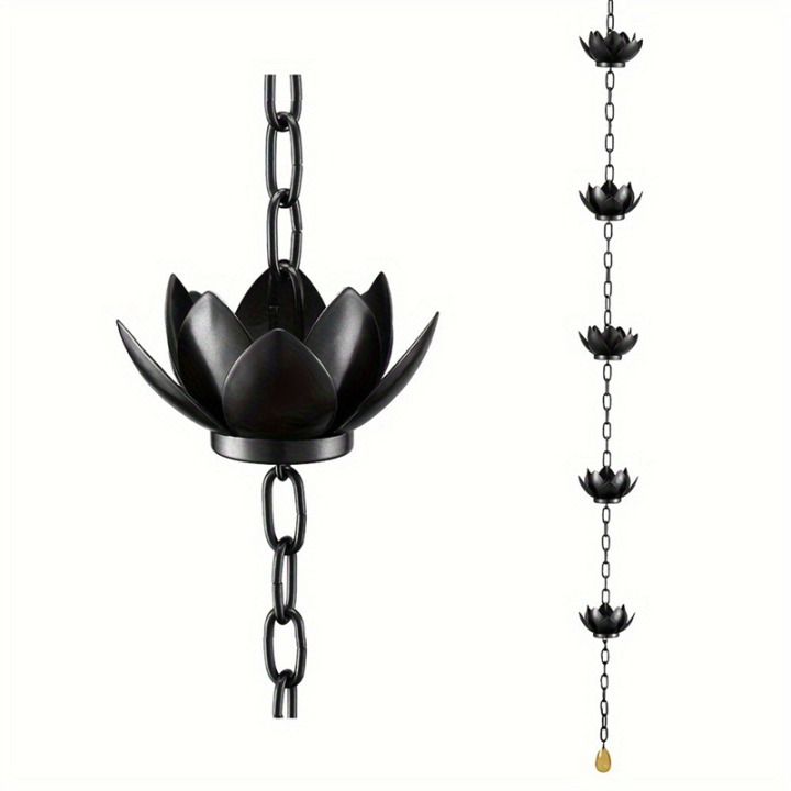 Decorative Lotus Rain Catcher Chain, Efficient Water Diversion for Gutters, Downspout Alternative