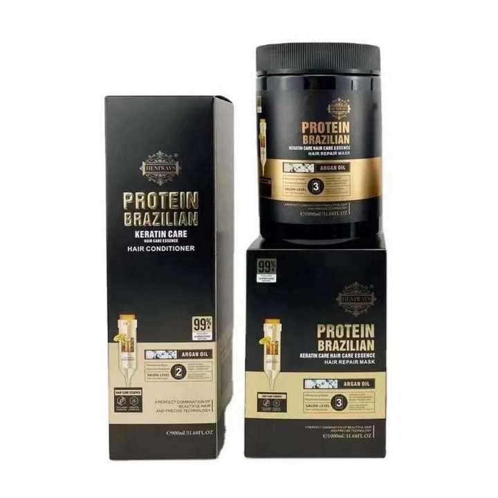 Heniways Protein Brazilian Shampoo And Treatment Set 900ml X 1000Ml