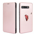 lthmy for Asus ROG Phone 3 / ROG Phone 3 Strix Carbon Fiber Magnetic Closure with Card Slot Flip Case Cover. 