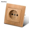 Wenefang WESA Wood Power Socket France Standard Electrical Outlet Standard Fashion Ground Wall Socket Embedded Plug Flame Retardant Plastic Panel. 