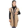 Beige Sleeveless Outer For Women. 