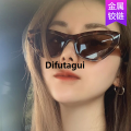 Difutagui [ New ] Sunglasses 2021 Korean Style Trendy Cat Eye Women's Affordable Hip Hop Sunglasses in Hong Kong Style Glasses Street Shot. 