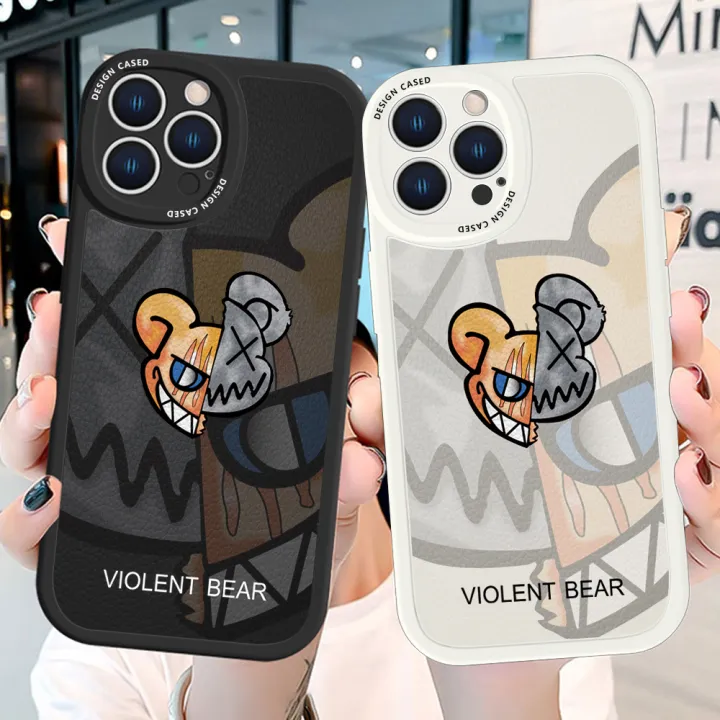Hontinga%20for%20OPPO%20A55%20Back%20Cover%20PU%20Leather%20Fashion%20Bear%20Print%20Soft%20Silicone%20Edge%20Phone%20Case%20-%20Image%203
