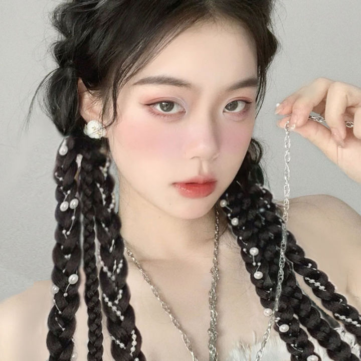 Hair%20korean%20style%20boxing%20ladies%20pearl%20hair%20braids%20girl%20sweet%20long%20strap%20hairstyle%20hair%20rope%20Y2K%20wig%20with%20women's%20hair%20accessories%20-%20Image%204