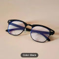 Blue Ray Cut Metal Frame Clubmaster Computer Glasses For Unisex | Black Half Metal Frame Blue Ray Cut Unisex Prescription Glass. 