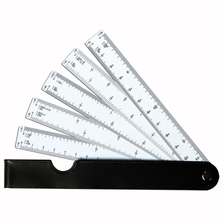 Multiscale Triangle Ruler Interior Design 5 Blades Fan Shape Scale Ruler Multifunctional ...
