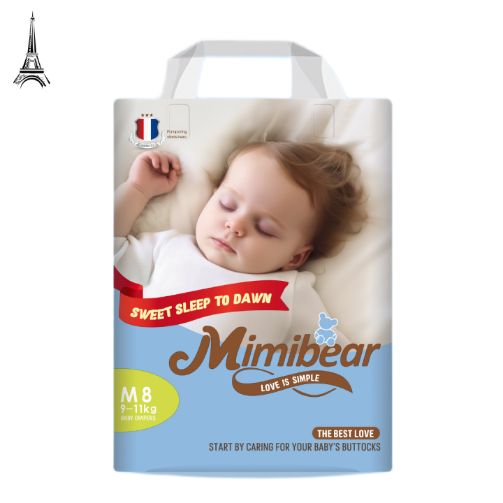 MIMIBEAR Medium Size 8 Piece Regular Pack Premium Baby Diaper Pant Style