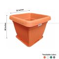 Bagmati 10" Square Flower Pot / Gamala With Plate (Set Of 04). 