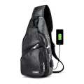 Black Color Plain Design Leather Side Cross Body Bag For Men. 