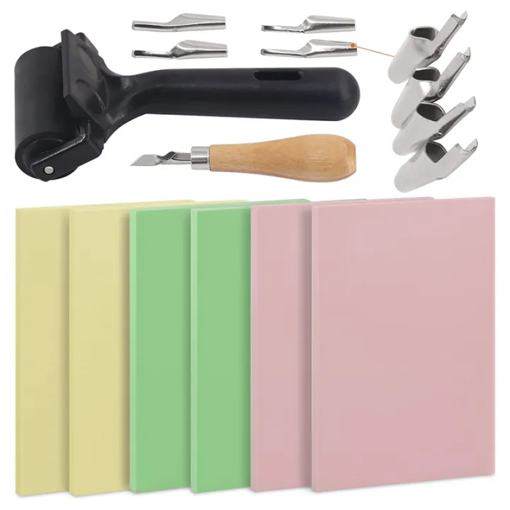 12Pcs Rubber Stamp Making Kit with Stamp Block, Rubber Brayer Roller ...