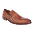 Brown Leather None Lace Side Clip On  Black Horse  Formal Shoes For Men. 