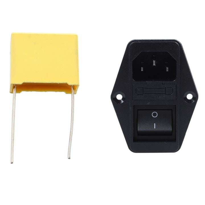 (COKP) 10 Pcs AC 275V 0.22UF Polypropylene Film Safety Capacitors MPX & 1x Solder Lug Terminals IEC 320 C14 Filter