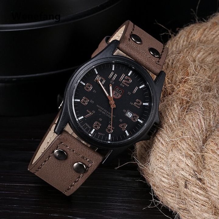 Wenefang%20SOKI%201pc%20Men%20Brown%20Quartz%20Watch%20With%20Circular%20Watch%20Sales%20promotion%20Dial%20Pointer%20Leather%20Date%20For%20Sports%20Daily%20-%20Image%207
