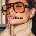 Difutagui Luxury[ New ]T Word Retro Double Beam Large Frame Pilot Sunglasses Luxury Trendy Fashion Big Face Sun Glasses 2024 Sunglasses. 