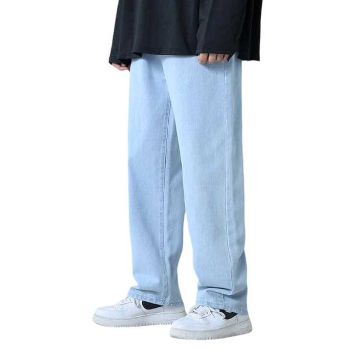 Sky Blue Baggy Jeans Pant For Men | Straight Jeans Pant For Men | Loose Non Strechable Jeans Pant For Men