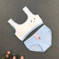 HOT Cute Smiling Girl Bra + Panties Set Development Period No Steel Ring Cotton Vest Type Sports Comfortable Bra Set 8-16Y. 