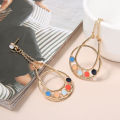 【Mega Personality Drop Color Flower Earrings Women's Alloy Rhinestone Drop Earrings. 
