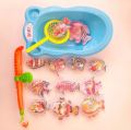 Magnetic Fishing Pool Toys Game for Kids - Water Pool Bath-tub Kiddie Party Toy with Pole Rod Net Plastic Floating Fish. 