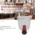 LKPCIGCXM Glass Measuring Cup Espresso Glass 75ML Triple Pitcher Barista Single Spouts with Wood Handle. 