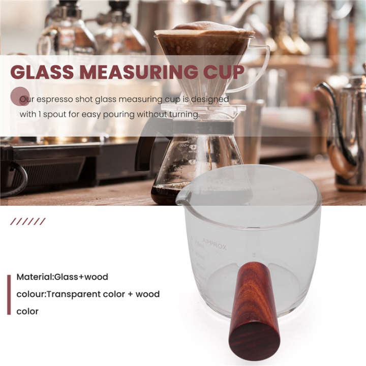 LKPCIGCXM%20Glass%20Measuring%20Cup%20Espresso%20Glass%2075ML%20Triple%20Pitcher%20Barista%20Single%20Spouts%20with%20Wood%20Handle%20-%20Image%206