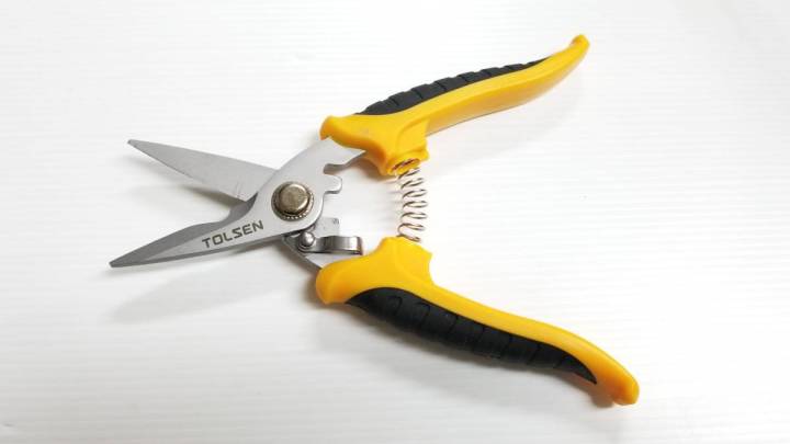 Multi-Functional Stainless steel blade Scissors,  Steel Metal Sheet Cutting Garden Electrician Scissors with Saw tooth Blade tolsen