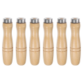 JAERBEE 6pcs Wooden File Handle Round Hole Ergonomic Handles with Metal Collar for 8inch Metal Files. 