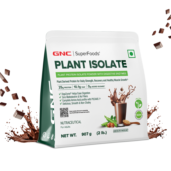 GNC Super Foods Plant Isolate Powder 907g (25 Servings) With Digestive Enzyme For Daily Strength, Recovery & Healthy Muscle Growth