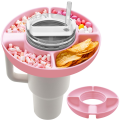 1 Piece Snack Bowl for 40Oz Cup with Handle Reusable Snack Tray Pink Silica Gel for Snack Tray. 