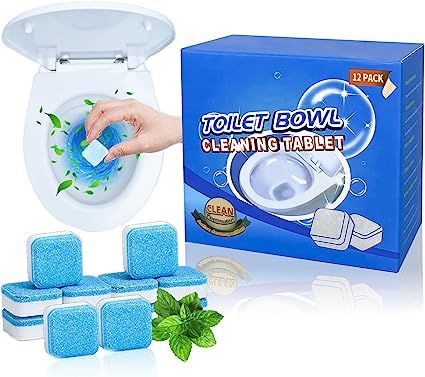 12 Pieces  ​​Toilet Bowl Cleaner Tablets Remove Smell from Bathroom Pipes, Toilet Bowl Cleaners For Descaling & Deodorizing