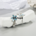 Difutagui Cute Daisy Tiny Flower Stud Earrings For Lady Girls Crystal White Original Copper Light Blue Epoxy Female Exquisite Earring Jewelry Gift. 