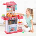 Kids Playing Modern Kitchen Set. 