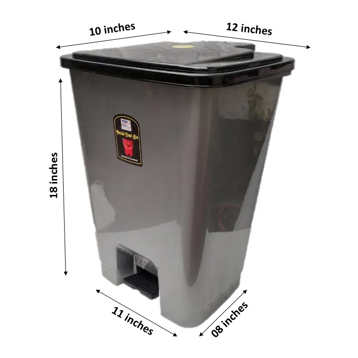 Plastic%20Square%20Super%20Strong%20Pedal%20Dustbin%2025%20Litre%20-%20Grey%20-%20Image%203