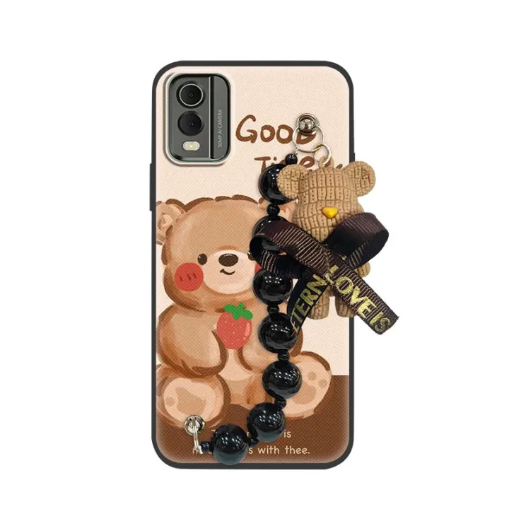 phone%20case%20cute%20Phone%20Case%20For%20Nokia%20C32%20silicone%20Skin-friendly%20feel%20Dirt-resistant%20Black%20pearl%20pendant%20Back%20Cover%20-%20Image%205
