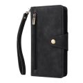 Leather Hybrid Zippered Back Wallet Phone Case Cover With Wrist Strap For iPhone 15 14 13 Pro Max 12 11. 