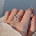 Shiny Cute Crystal Butterfly Zircon Rings For Women Girls Korean Minimalist Wedding Ring Adjustable Silver Color Ring Jewelry. 