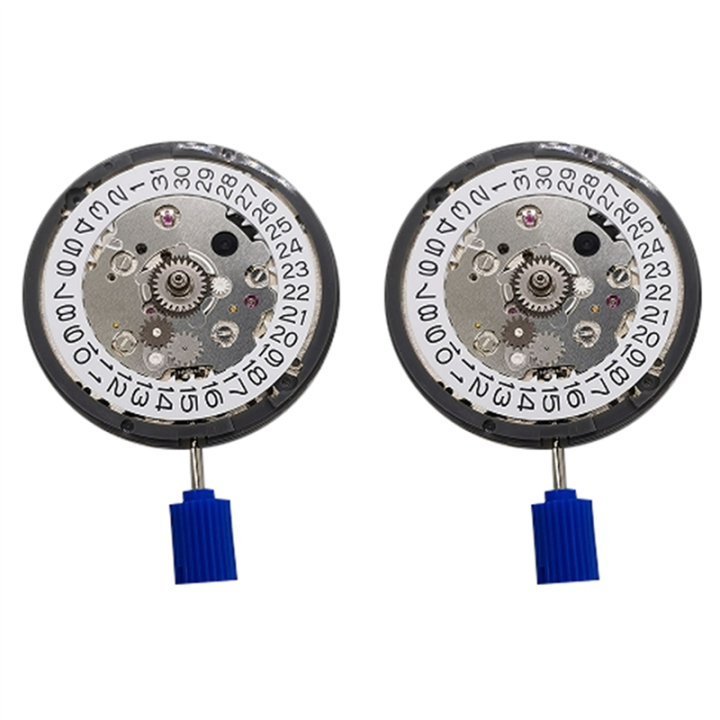2X NH34 High- Watch Movement NH34 GMT Function Calendar 3O'Clock Automatic Movement Mechanism-White Calendar