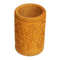 Light Brown Floral Carved Pencil Box. 