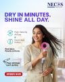 Necos Supersonic Leafless Ionic Hair Dryer Salon-Grade 1600W Power | Fast Drying | Hot & Cold Air | Professional & Home Use. 