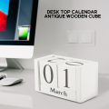 Vintage Wood Perpetual Calendar Shabby Chic Blocks Desktop Calendar Rustic Wooden Squares Calendar Home Office Black. 