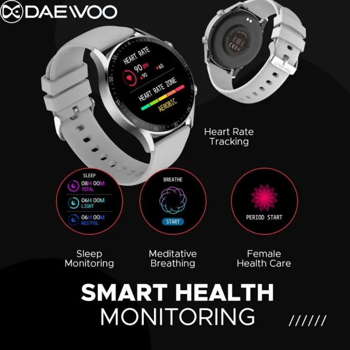 Daewoo%20Dream%20Series%20DM50%20Smartwatch:1.43"%20AMOLED%20HD%20Full%20Touch%20Screen,%20BT%20Call,%20BT%20Music,%20Blood%20Oxygen,%20NFC,%20Always%20On%20Display,%20Double%20Button,%20IP68%20Waterproof,%20400%20mah%20Battery,%20Siri%20Assistant,%20Lady%20Health%20-%20Image%205