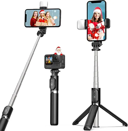 Selfie Stick Tripod with Fill Light ARTOFUL Phone Tripod Stand with Remote Control & 360°Rotation Compatible with iPhone13Pro/13/12pro/12/12mini 11pro/11/XR XS, Android, Gopro, Small Camera for Travel