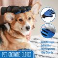 Efficient Pet Hair Remover Mitt Enhanced 5 Finger Design Gentle Brush Gloves For Dog And Cat With Long And Short Fur-blue Color-silicone. 