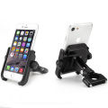 Metal Bike Phone Holder, Aluminum Alloy Bicycle Handlebars Mount with 360°Rotation Adjustable for Motorbike (Black). 