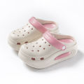 New height increasing thick soled perforated shoes summer women home slippers for wearing outside anti slip and anti collision Baotou beach sandals. 