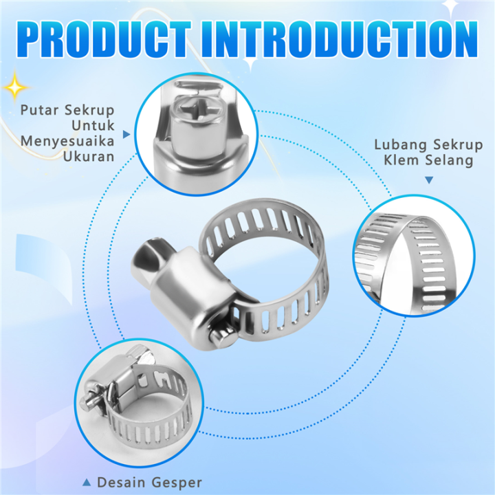 15%20Pcs%20Stainless%20Steel%208mm%20to%2012mm%20Hose%20Pipe%20Clamps%20Clips%20Fastener%20-%20Image%204